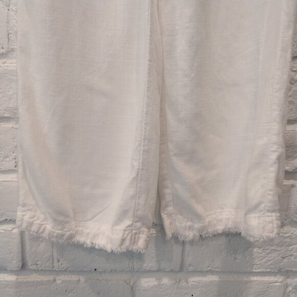 Thread & Supply Linen Blend Pants Womens XS White Wide Leg Crop Coastal Pull On, - Picture 2 of 12